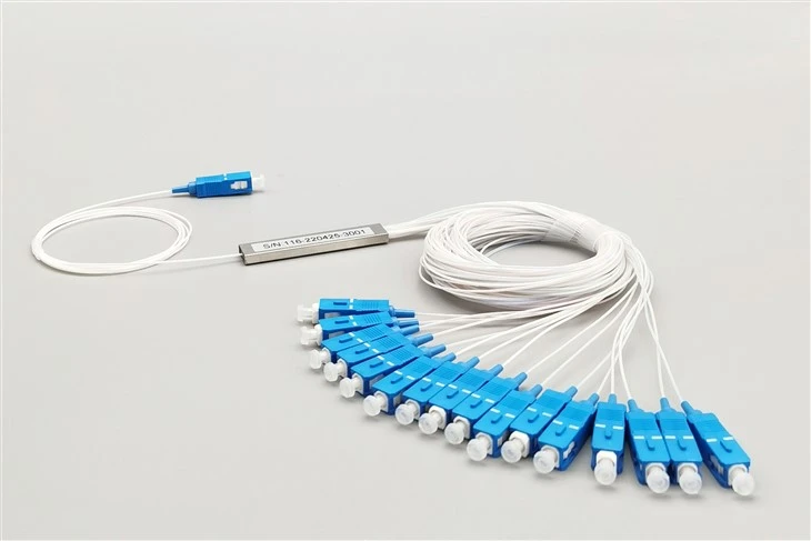 1X16 PLC Fiber Splitter, Tubu ta 'l-Azzar, Bare Fiber 250μm, SC UPC, Singlemode