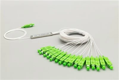 1x16 SC APC Plc Fiber Splitter, Tubu ta 'l-Azzar, Bare Fiber 250µm, Singlemode